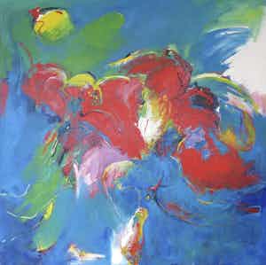 Franscz Witte - Acryl op doek, Icarus en Zoon (Zeer groot!) verkocht voor € 300!