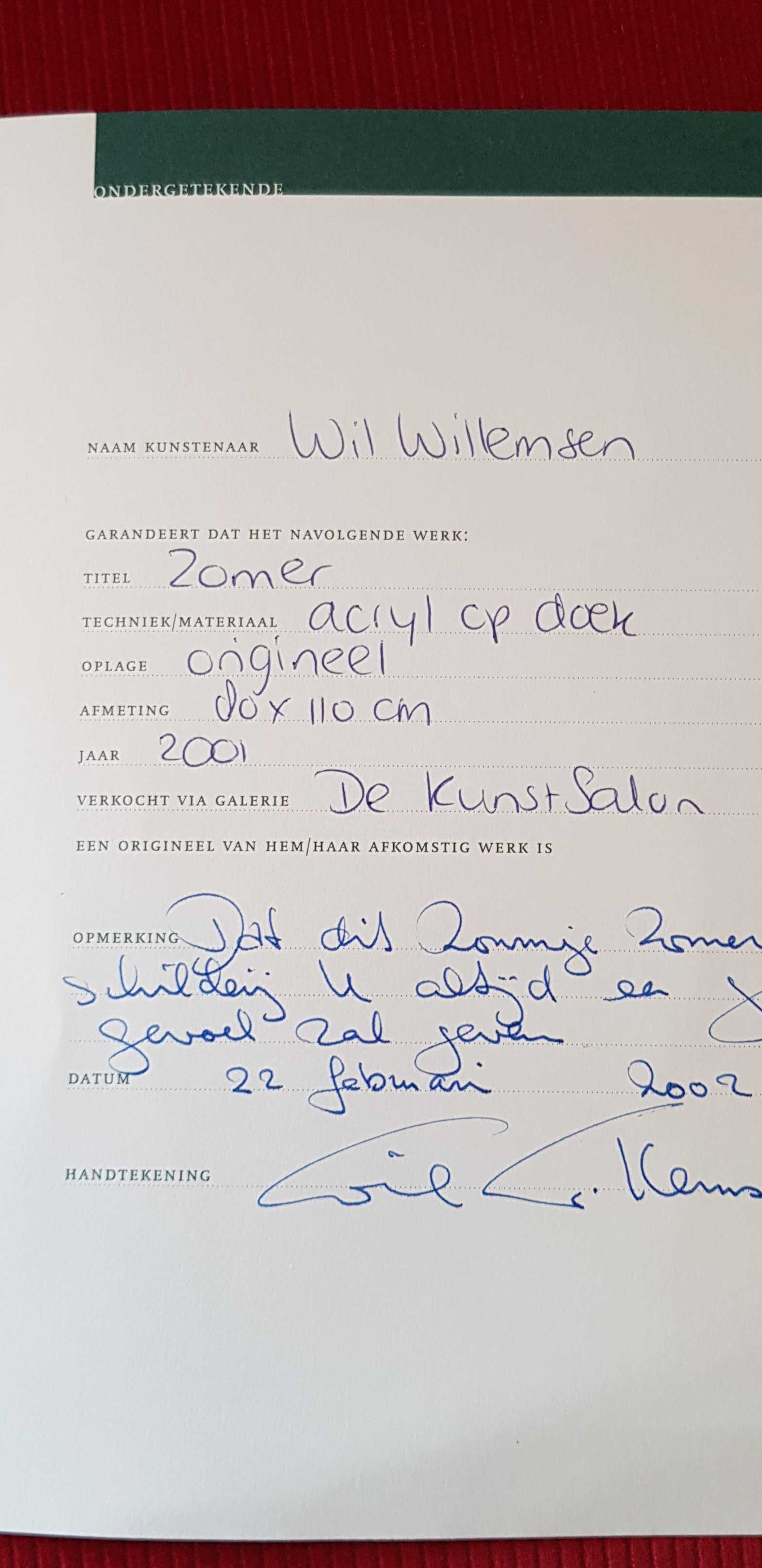 Wil Willemsen - Zomer kopen? Bied vanaf 990!
