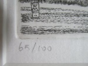 Wim van der Meij - Ingelijste ets "De Woudse Dom" kopen? Bied vanaf 1!