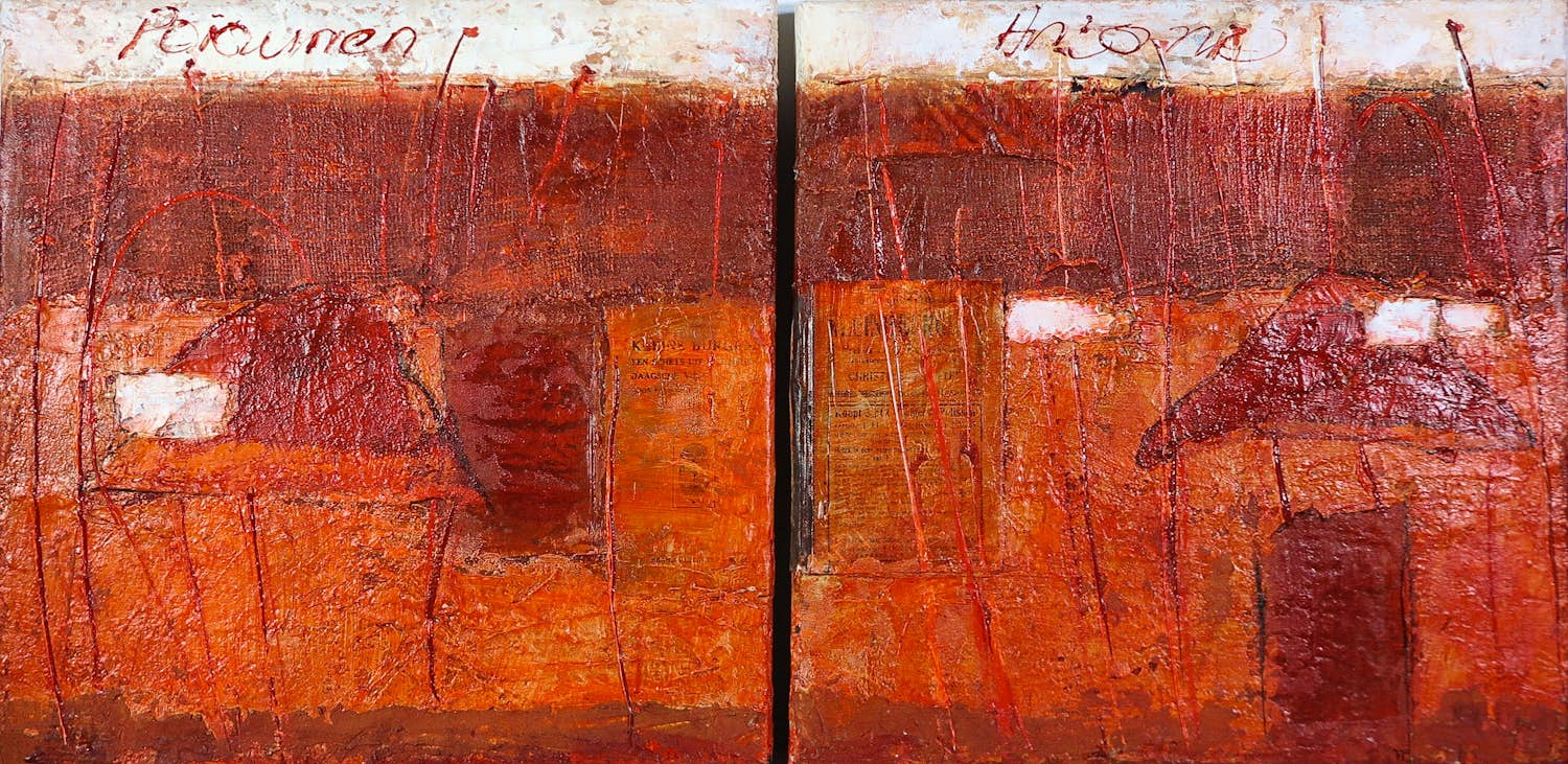 Antonio Poioumen - Acryl op doek, Tweeluik, La rouge mystiek kopen? Bied vanaf 200!