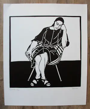 Auk de Boer - linosnede - 1983 kopen? Bied vanaf 75!