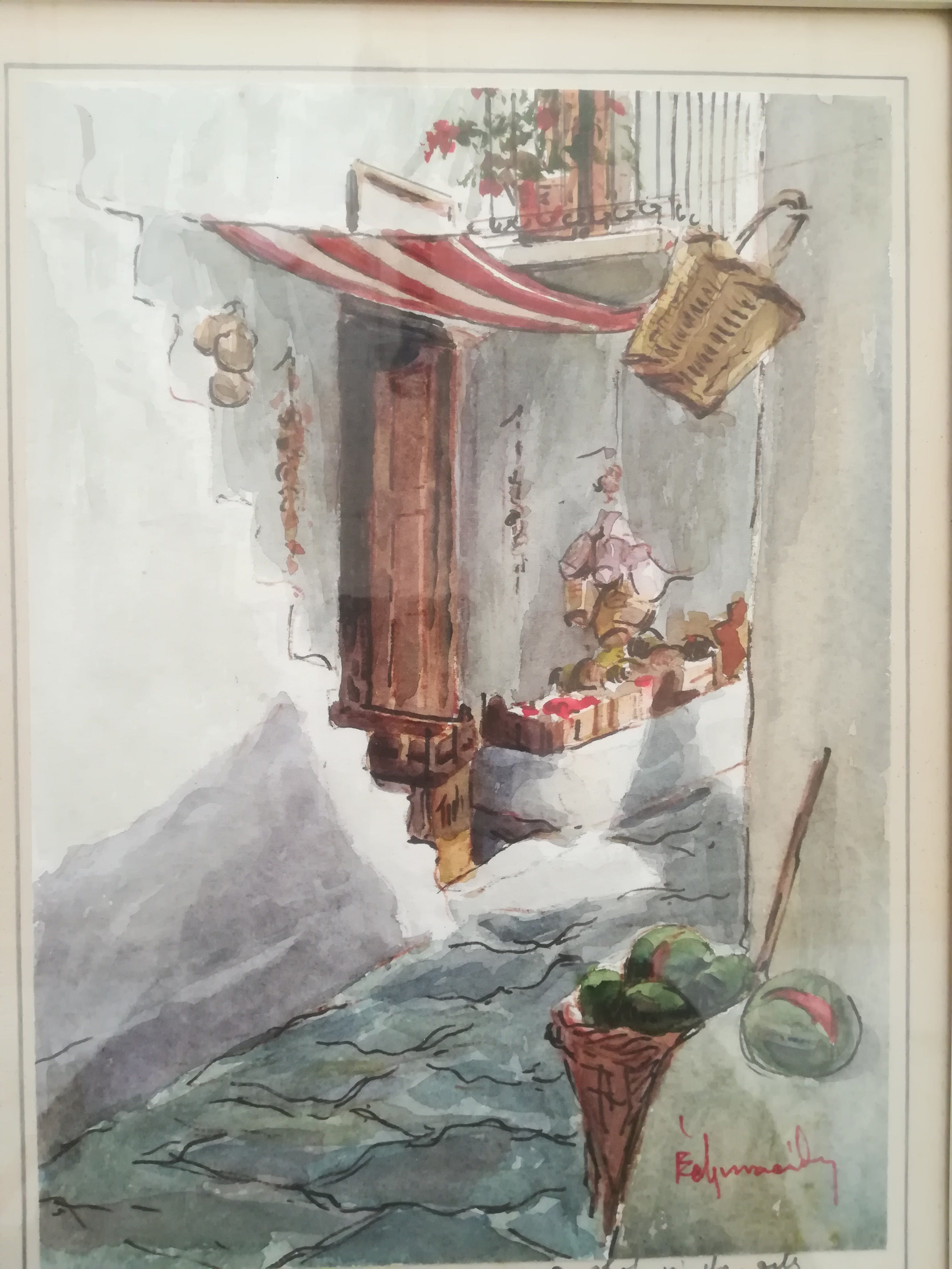 Niet of onleesbaar gesigneerd - Isle of Mykonos "A Shop in the alley"  kopen? Bied vanaf 1!