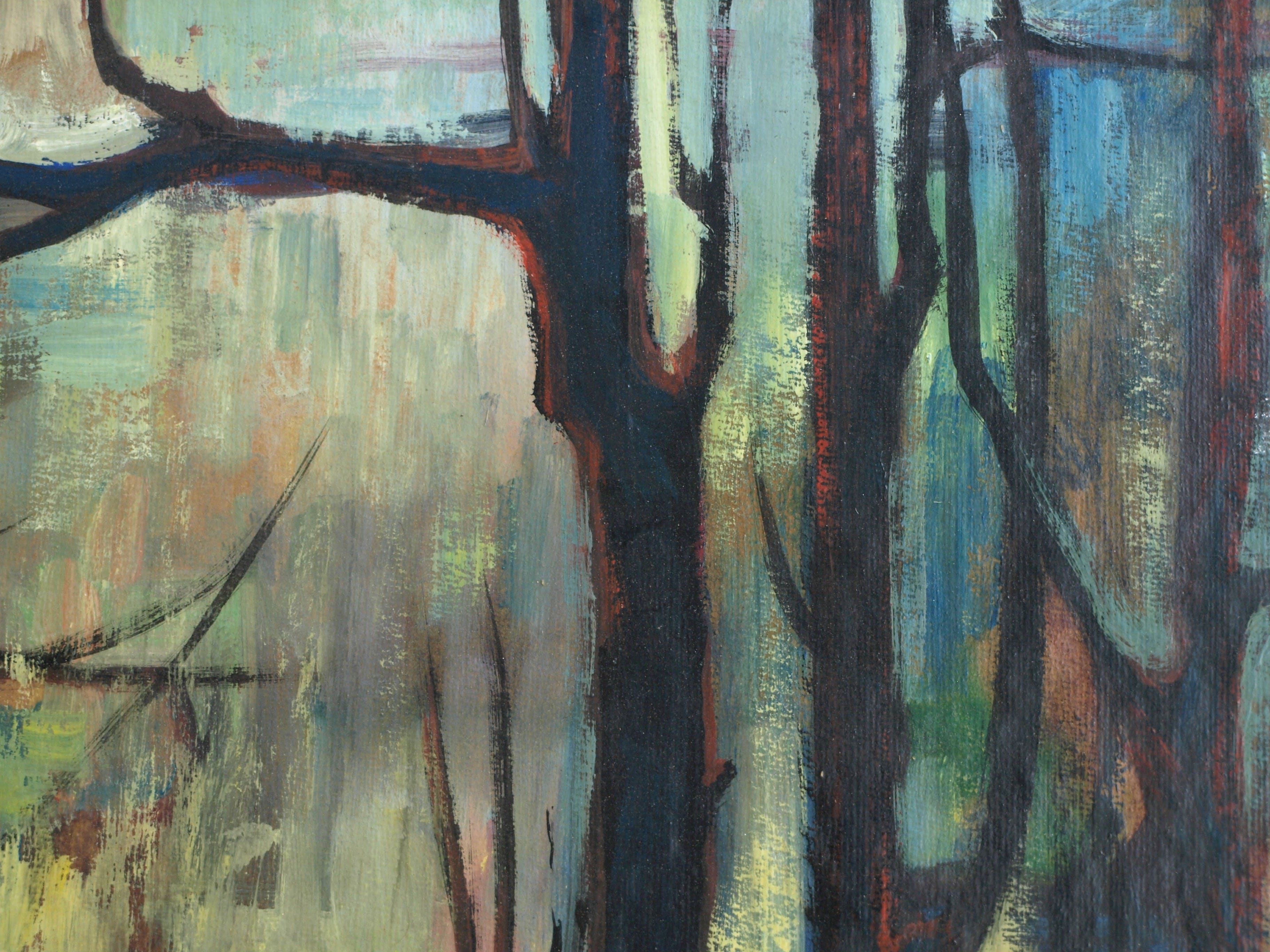 Klaas Pijlman - Olieverf op board , Bosgezicht – ingelijst – 1960 – ‘Bergense School’ kopen? Bied vanaf 190!