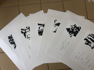 Niet of onleesbaar gesigneerd - Serie van zes zeefdrukken en zes gedichten kopen? Bied vanaf 1!