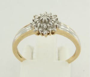 14K Goud - bicolour gouden ring bezet met diamanten - ringmaat 18.5 (58) kopen? Bied vanaf 200!