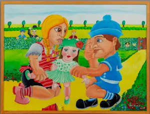 Jan Tinholt - Olieverf op doek: 'Poppenspel' - 1989 kaufen? Bieten Sie von 395!