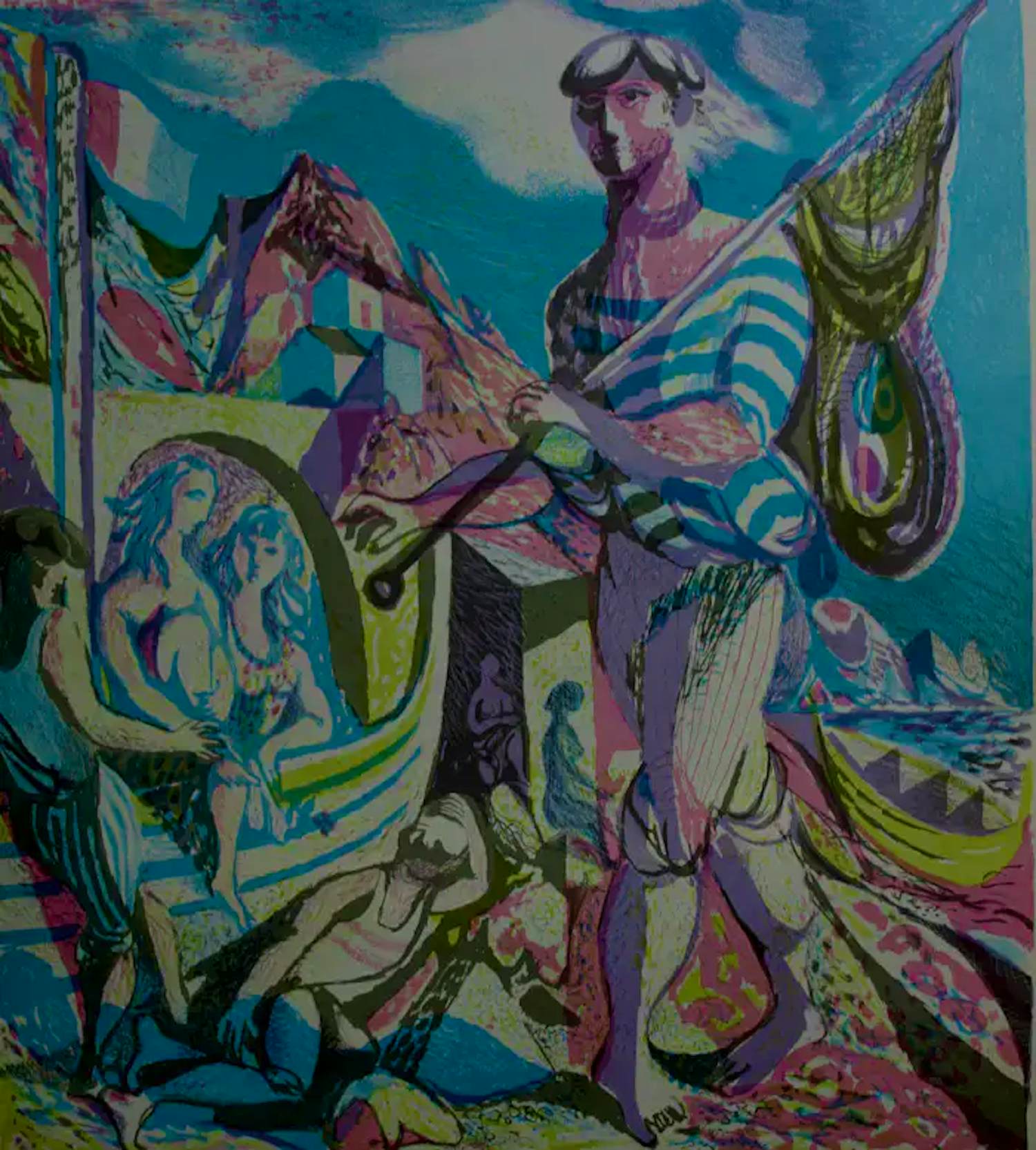 Nicolaas Wijnberg - Kleurenlitho: Zuid Franse visser - 1947 kopen? Bied vanaf 49!