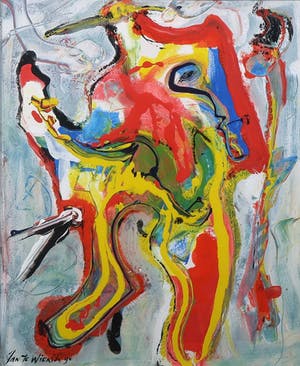 Jan te Wierik - Acryl op papier, Zonder titel - Ingelijst kopen? Bied vanaf 700!