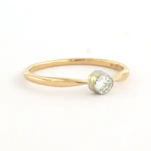 14k gouden solitair ring met een oud Amsterdams slijpvorm geslepen diamant kopen? Bied vanaf 160!