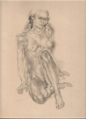 Gijs Voskuyl - Zittend Naakt (1941) - met de hand gesigneerd kopen? Bied vanaf 45!
