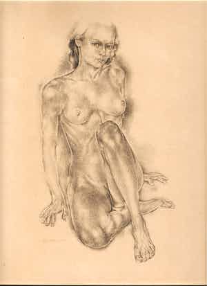 Gijs Voskuyl - Zittend Naakt (1941) - met de hand gesigneerd verkocht voor € 45!