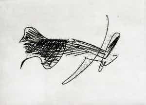 Willem Hussem - Abstracte compositie, droge naald ets - 1982 verkocht voor € 50!