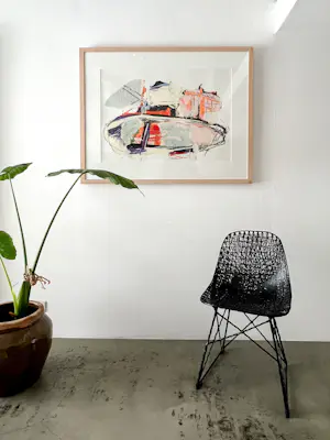 Arty Grimm - Abstracte compositie, 1989, in lijst kopen? Bied vanaf 75!