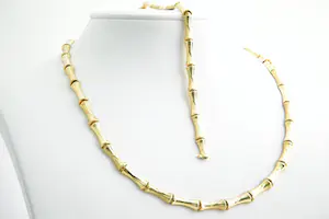 83- Magnifieke 18 Krt  gouden SET (collier & armband) -  Bamboe-schakel kopen? Bied vanaf 1140!