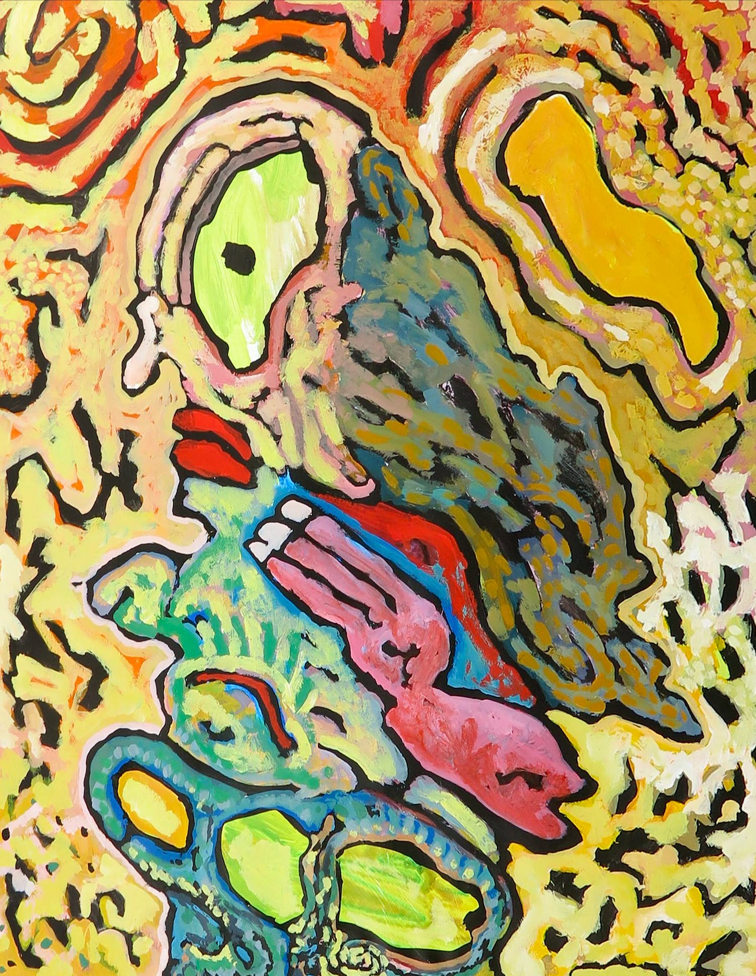 Rik van Iersel - Acryl op papier, Personnage kopen? Bied vanaf 1!