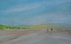 Franklin Meijer - Strand met wandelaars en kokmeeuw kopen? Bied vanaf 45!