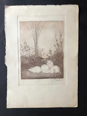 Jan Mankes - Vier muizen - Gesigneerd - 1916 najaar kopen? Bied vanaf 550!