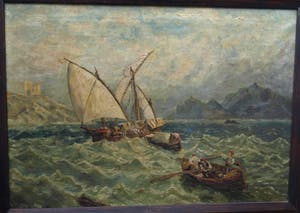 Niet of onleesbaar gesigneerd - Olieverf op doek , “Zeegezicht” – ingelijst , 69 x 89 cm kopen? Bied vanaf 10!