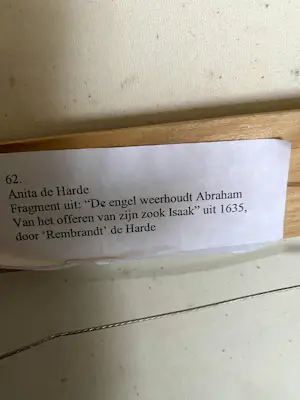 Anita de Harde - De engel weerhoudt Abraham van het offeren van zijn zoon Izaak. kopen? Bied vanaf 50!