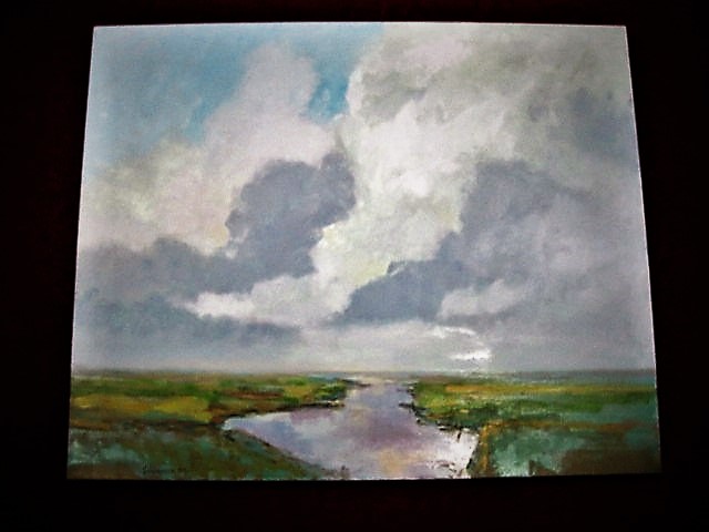 Hans Schiereck - Fraai impressionistisch olieverf "Waterland bij invallende zomeravond" gesignee  kopen? Bied vanaf 1!