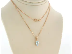 14k rood gouden collier met hanger met topaz - 45 cm kopen? Bied vanaf 260!