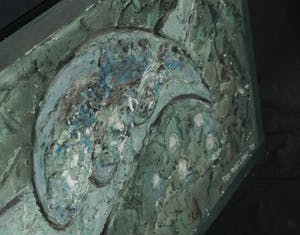 Niet of onleesbaar gesigneerd - Materieschilderij, Vis - Ingelijst kopen? Bied vanaf 1!