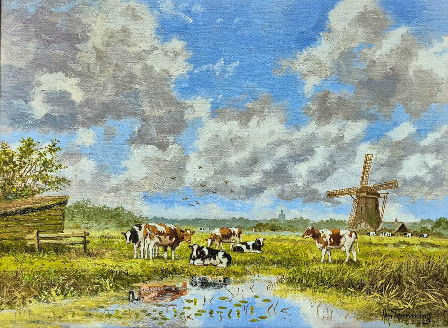 Albert Temming - olie op doek - Koeien in weidelandschap, gesigneerd kopen? Bied vanaf 195!