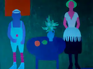 Jan Roëde - Ingelijste litho: Twee figuren in een woonkamer verkauft für € 150!
