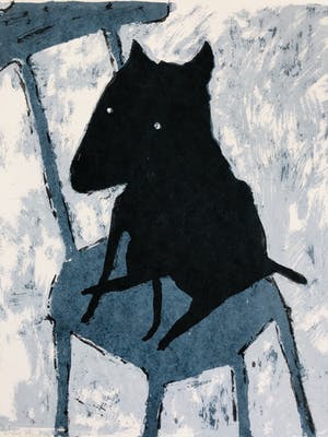 Peter Bastiaanssen - Hondje op stoel I zwart/wit kopen? Bied vanaf 45!