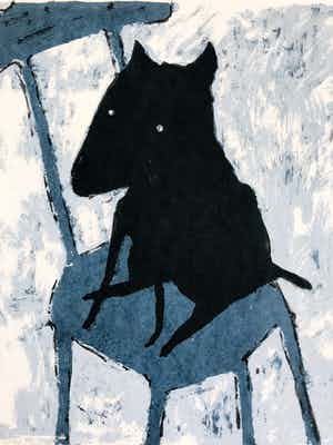 Peter Bastiaanssen - Hondje op stoel I zwart/wit verkocht voor € 45!
