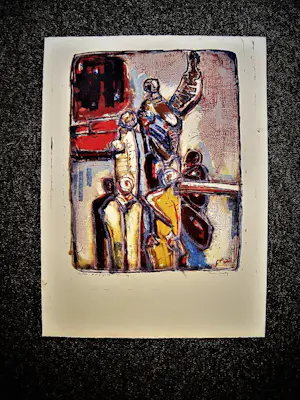 Wim Motz - Mooie expressionistische Litho 'Het gezin etc' zeer kleine oplage (15) kopen? Bied vanaf 29!