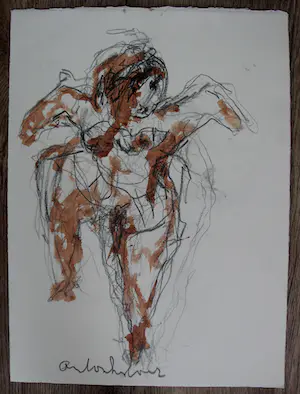 Anton Heyboer - Gemengde techniek op papier: danseres kopen? Bied vanaf 250!