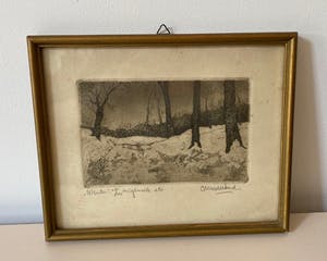 Cor van der Woerd - Ets Winter landschap kopen? Bied vanaf 1!