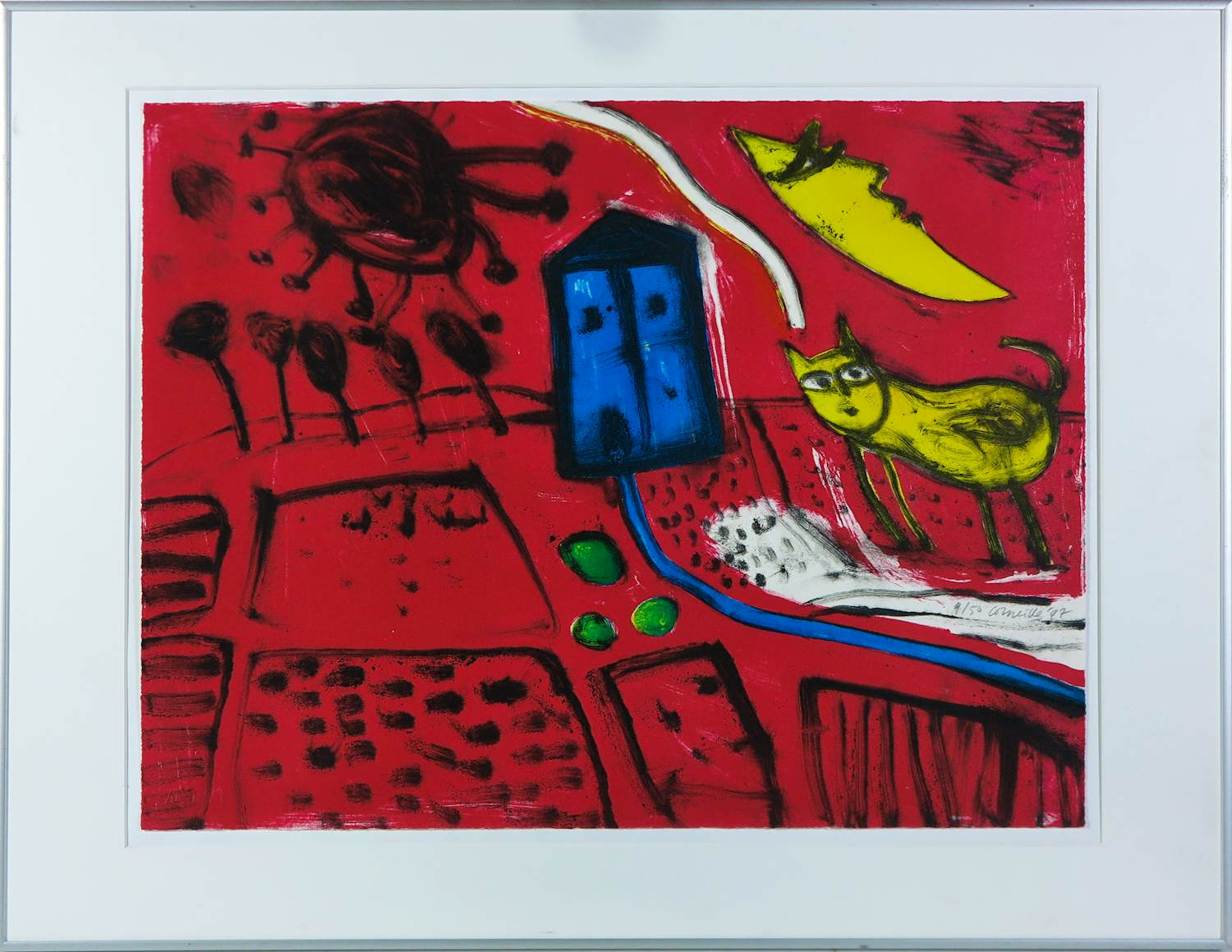 Corneille - Litho, Blauwe Deur Gele Kat - Ingelijst kopen? Bied vanaf 300!