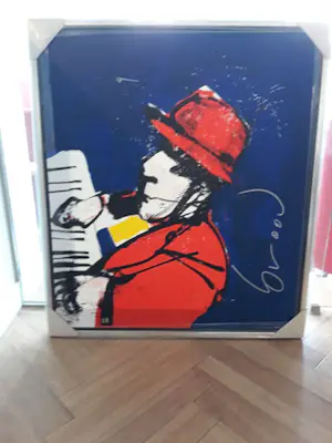 AcheterHerman Brood - Kleurenzeefdruk IK 2000 op LINNEN in Baklijst--Handgesigneerd.? Enchérissez de 575!