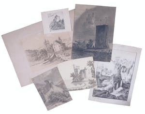 Niet of onleesbaar gesigneerd - Lot, Diverse tekeningen van kastelen en burchten [6] kopen? Bied vanaf 1!