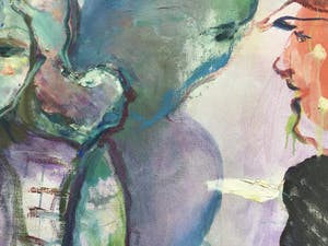 Oskar Lens - Olieverf op linnen, Twee vrouwen, gesigneerd en ingelijst kopen? Bied vanaf 90!