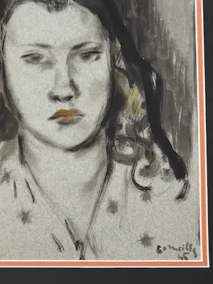 Corneille - Portret uit 1945. Oost-Indische inkt, aquarel en houtskool op papier. kopen? Bied vanaf 4500!