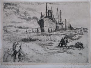Albert Neuhuys - Dames van lichte zeden bij het schip - Ets kopen? Bied vanaf 1!