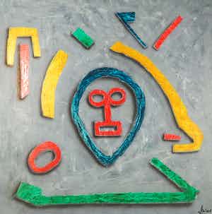 Jan Bollaert - Gemengde techniek op board, Afrikan Mask (Groot) verkocht voor € 1!
