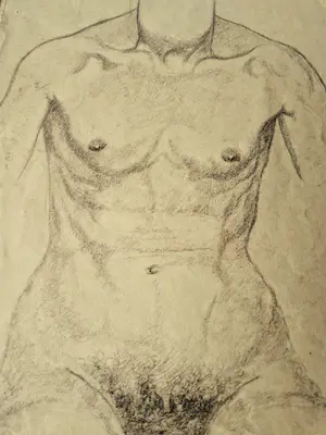 Frans Boers - studie tekening "mannelijk naakt" en nog een houtskool tekening gesigneerd kopen? Bied vanaf 1!