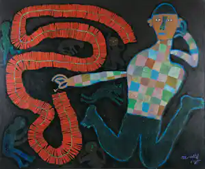Shahid Parvez - Acryl op doek, 923CRACKERS (Zeer groot!) + boekje verkauft für € 750!