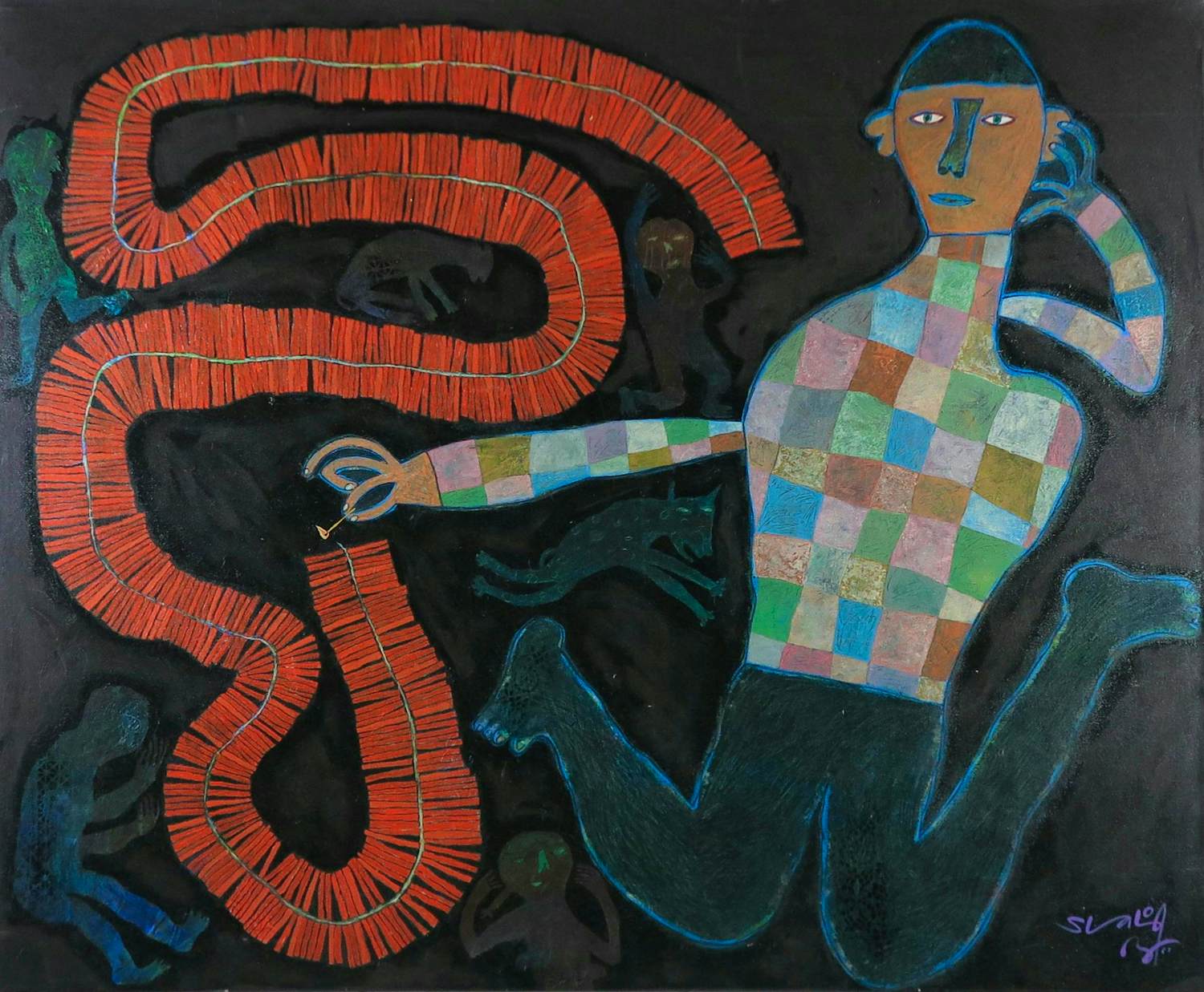 Shahid Parvez - Acryl op doek, 923CRACKERS (Zeer groot!) + boekje kopen? Bied vanaf 1500!