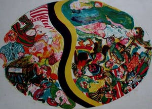 Jacqueline de Jong - Litho: Compositie met veel beeldelementen kopen? Bied vanaf 30!