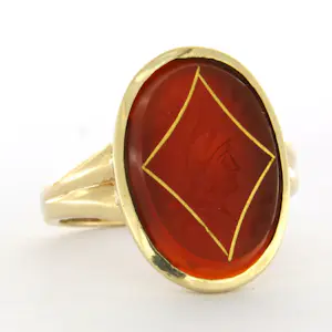 14k gouden ring bezet met carneool – 5.4 gram - ringmaat 16.5(52) kopen? Bied vanaf 430!