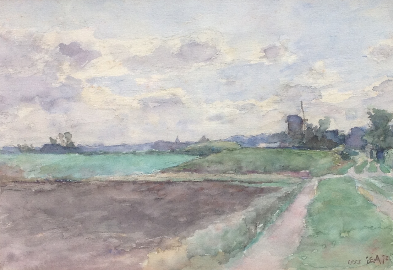 Niet of onleesbaar gesigneerd - monogram IEA, landschap, gedateerd 1953 kopen? Bied vanaf 1!