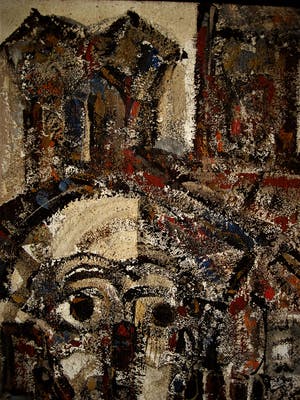 George Ebrin Adringa - (Ivoorkust 1933) GROOT olieverf "Masque Africaine" gesigneerd kopen? Bied vanaf 10!