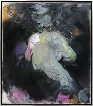 Ger Lataster - Gemengde techniek en impasto op doek, Blote rug - Ingelijst verkocht voor € 2000!