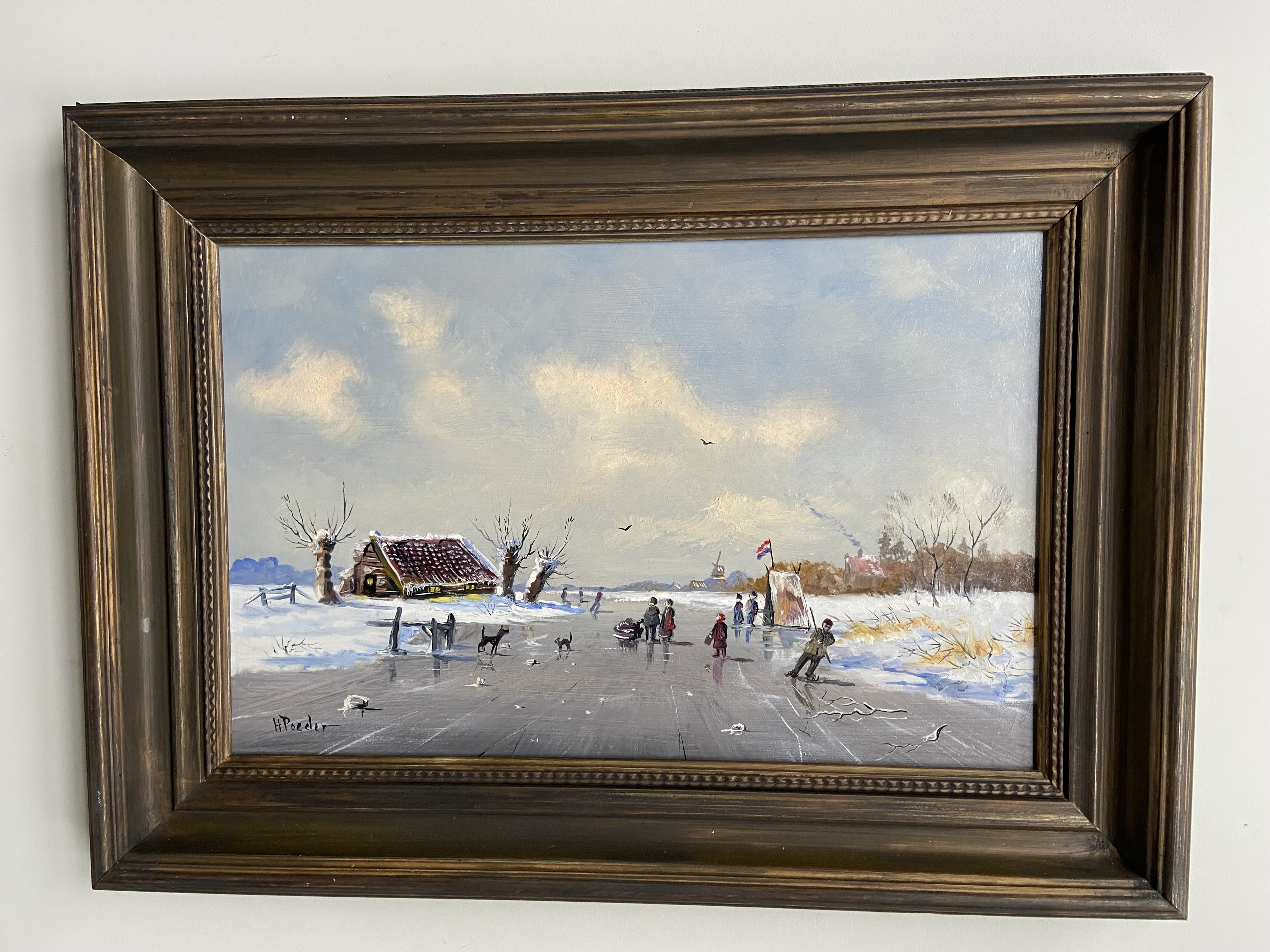 Henk Poeder - Winterlandschap met schaatsers kopen? Bied vanaf 175!