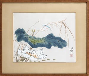 Wang Rong - Aquarel, Lotusbloem met vogel kopen? Bied vanaf 350!